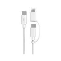ราคา สายชาร์จไนลอนถัก ZTEC ZM212 2 IN 1 สีขาว MFI 5A 240W USB-C TO USB-C & LIGHTNING (888143700082)