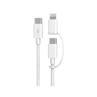 ราคา สายชาร์จไนลอนถัก ZTEC ZM211 2 IN 1 สีขาว MFI 5A 240W USB-C TO USB-C & LIGHTNING (888143700081)