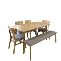 ราคา ชุดโต๊ะอาหาร 6 ที่นั่ง EVERGREEN FURNITURE เบาะผ้าสีเทา สีไม้ธรรมชาติ (888168100172)