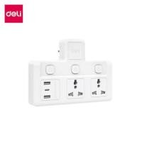 ราคา ปลั๊กไฟอแดปเตอร์ 2ช่อง 2A1C 3สวิตซ์ DELI ET716-WH-01 สีขาว (888134600154)