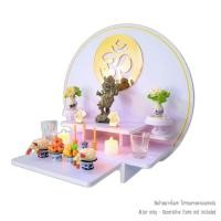 ราคา หิ้งพระมินิมอลตั้งโต๊ะและติดผนัง KAF รุ่น CIRPLUS01-AC ลายโอม ทรงกลมขนาดกลาง พร้อมถาดสไลด์ (888211600083)