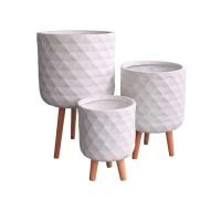 ราคา กระถางไฟเบอร์ซีเมนต์พร้อมขาไม้ ARTGARDEN & DECOR PFCL-0038CW DIA 24*24*35 CM. สีขาว (888226200036)