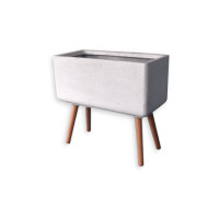 ราคา กระถางไฟเบอร์ซีเมนต์พร้อมขาไม้ ARTGARDEN & DECOR PFCL-0031ATW DIA 24*50*51 CM. สีหินขัดขาว (888226200047)