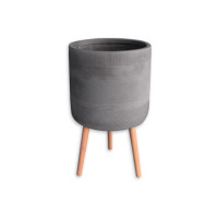 ราคา กระถางไฟเบอร์ซีเมนต์พร้อมขาไม้ ARTGARDEN & DECOR PFCL-0032AG DIA 38*38*61 CM. สีเทา (888226200049)