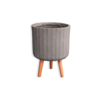 ราคา กระถางไฟเบอร์ซีเมนต์พร้อมขาไม้ ARTGARDEN & DECOR PFCL-0040BG DIA 30*30*41 CM. สีเทา (888226200068)