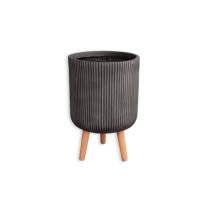 ราคา กระถางไฟเบอร์ซีเมนต์พร้อมขาไม้ ARTGARDEN & DECOR PFCL-0042BB DIA 30.5*30.5*46 CM. สีดำ (888226200073)