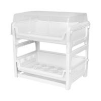 ราคา ชั้นคว่่ำแก้วพลาสติก 2 ชั้นมีฝาครอบ KEYWAY K960 สีขาว (275477)