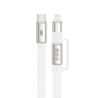ราคา สายชาร์จไนลอนถัก ZTEC ZM221 2 IN 1 สีขาว รองรับชาร์จเร็ว 5A 240W USB-C TO USB-C & LIGHTNING ความยาว 1.2 เมตร (888143700080)