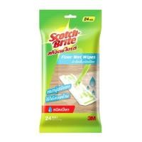 ราคา 3M Scotch-Brite สก๊อตช์ ไบรต์ ผ้าเช็ดพื้นชนิดเปียก สูตรฆ่าเชื้อแบคทีเรีย 24 แผ่น