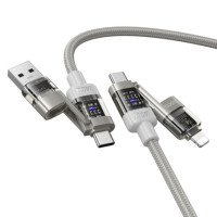 ราคา สายชาร์จเร็ว 4IN1 HOCO U151 สีเทา จ่ายไฟ 240W TYPE-C & USB-A TO TYPE-C / IP (888206800112)