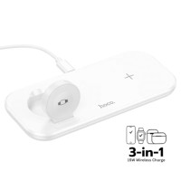 ราคา แท่นชาร์จไร้สาย 3-IN-1 HOCO CW65 สีขาว ระบบชาร์จ QI สำหรับโทรศัพท์ APPLE WATCH และ AIRPODS (888206800198)