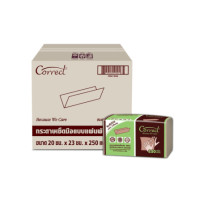 ราคา กระดาษเช็ดมือ CORRECT ชนิดแผ่น หนา 1 ชั้น สีน้ำตาล บรรจุ 250 แผ่น/ห่อ X 24 ห่อ (ยกลัง) (888222600012)