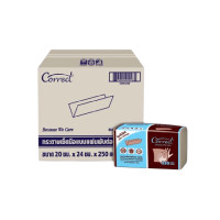 ราคา กระดาษเช็ดมือ CORRECT ชนิดแผ่น หนา 2 ชั้น สีน้ำตาล บรรจุ 250 แผ่น/ห่อ X 24 ห่อ (ยกลัง) (888222600011)