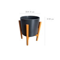 ราคา กระถางเซรามิกพร้อมขาไม้ ARTGARDEN & DECOR PCE-0002AB DIA 13*13*19 CM. สีดำ (888226200075)