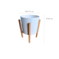 ราคา กระถางเซรามิกพร้อมขาไม้ ARTGARDEN & DECOR PCE-0002AW DIA 13*13*19 CM. สีขาว (888226200076)