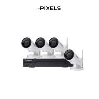 ราคา กล้องวงจรปิดไร้สาย PIXELS CCTV ชุดพรีเมียมหมุนได้ 4 CH ความคมชัด 3MP (888235700010)