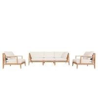 ราคา ชุดโซฟาไม้สัก 5 ที่นั่ง BUNISE รุ่น OT03 ขนาด 312×163×74 ซม. สีครีม (888211800078)
