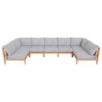 ราคา โซฟาไม้สักเข้ามุม 5 ที่นั่ง BUNISE รุ่น OT06 ขนาด 249×87×74 ซม. สี เทาหมอก (888211800091)