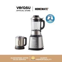 ราคา ชุดเครื่องปั่นร้อน-เย็นความเร็วสูง พร้อมโถปั่นของแห้ง HOMEMATE (HOM-128021) สีเงิน-ดำ (888112900053)