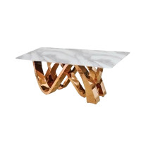 ราคา โต๊ะอาหารหินอ่อน WISDOM DESIGN FURNITURE รุ่น JOSEP 200 ซม. สีมาร์เบิ้ล/โรสโกลด์ (888216600909)