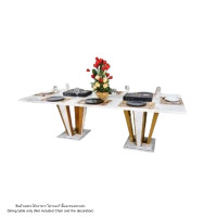 ราคา โต๊ะอาหารหินอ่อน WISDOM DESIGN FURNITURE รุ่น JOLIE 200 ซม. สีมาร์เบิ้ล/ทอง (888216600910)