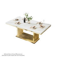 ราคา โต๊ะอาหารหินอ่อน WISDOM DESIGN FURNITURE รุ่น LOGAN 200 ซม. สีมาร์เบิ้ล/ทอง (888216600915)