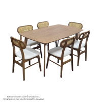 ราคา ชุดโต๊ะอาหาร 6 ที่นั่ง WISDOM DESIGN FURNITURE รุ่น MAKI 150 ซม. สีวอลนัท (888216600919)