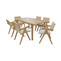 ราคา ชุดโต๊ะอาหารไม้ 6 ที่นั่ง WISDOM DESIGN FURNITURE รุ่น YUKI 170 ซม. สีบีช (888216600920)