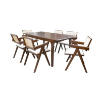 ราคา ชุดโต๊ะอาหารไม้ 6 ที่นั่ง WISDOM DESIGN FURNITURE รุ่น YUKI 170 ซม. สีวอลนัท (888216600921)