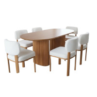 ราคา ชุดโต๊ะอาหารไม้ 6 ที่นั่ง WISDOM DESIGN FURNITURE รุ่น FUJI 180 ซม. สีบีช (888216600924)