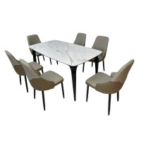 ราคา ชุดโต๊ะอาหาร 6 ที่นั่ง WISDOM DESIGN FURNITURE รุ่น JACINE 160 ซม. สีขาว (888216600927)