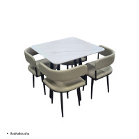 ราคา ชุดโต๊ะอาหาร 4 ที่นั่ง WISDOM DESIGN FURNITURE รุ่น PUZZLE 80 ซม. สีขาว (888216600928)