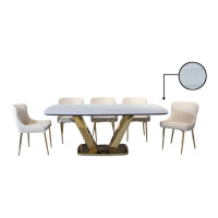 ราคา ชุดโต๊ะอาหารหินอ่อน 6 ที่นั่ง MWISDOM DESIGN FURNITURE รุ่นแพททริค 200 ซม. สีขาว (888216600939)