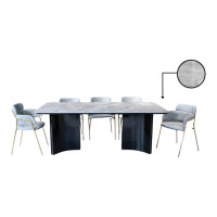 ราคา ชุดโต๊ะอาหารหินอ่อน 6 ที่นั่ง WISDOM DESIGN FURNITURE รุ่นโนเวล 200 ซม. สีขาว (888216600940)