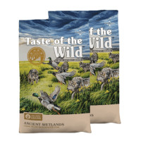 ราคา อาหารสุนัข TASTE OF THE WILD ANCIENT WETLANDS สูตรนกกระทาย่าง เป็ดย่าง ไก่งวงรมควัน กับธัญพืชโบราณ (680กรัมX2) (888126500006)