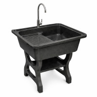 ราคา อ่างล้างจานขาตั้ง หินควอตซ์ 1 หลุม 1 ที่พัก DINOSAUR WASHTUB ขนาด 80X60X23ซม. สีดำ (888241100008)