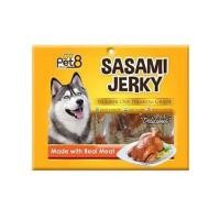ราคา ขนมสุนัข PET8 SASAMI JERKY ไก่พันเส้นปลา 140 ก. (1203420)