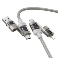 ราคา สายชาร์จเร็ว 4IN1 HOCO U151 สีเทา จ่ายไฟ 240W TYPE-C & USB-A TO TYPE-C / IP (888206800112)