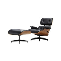 ราคา เก้าอี้เลานจ์หนังวัวแท้ พร้อมสตูลวางขา MOKKOI HOME รุ่น OTTOMAN สีดำ สไตล์โมเดิร์น (888236000055)