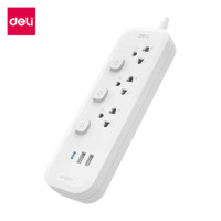 ราคา รางปลั๊กไฟ 3ช่อง 2USB 1TYPEC DELI CT492-GR-01 ความยาวสาย 3 เมตร (888257600050)