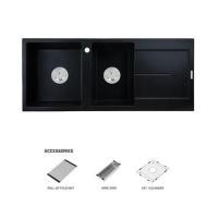 ราคา ซิงค์ฝัง 2 หลุม 1 ที่พัก HAFELE STONEQ 495.39.638 สี DEEP BLACK (1323825)