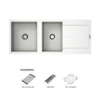 ราคา ซิงค์ฝัง 2 หลุม 1 ที่พัก HAFELE STONEQ 495.39.643 สีขาว (1323800)