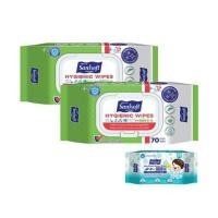 ราคา ผ้าเช็ดทำความสะอาดผิว SANISOFT HYGIENIC 70 แผ่น (แพ็กคู่) (1303959)
