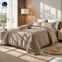 ราคา ชุดเครื่องนอน 3.5 ฟุต 4 ชิ้น CHARM CLASSIC ผ้าซาตินลายริ้ว สีเบจ (888127600065)