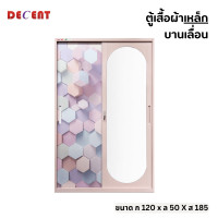 ราคา ตู้เสื้อผ้าเหล็กบานเลื่อน 2 ประตู DECENT CANDY 120 ซม. สีชมพู (888184000418)