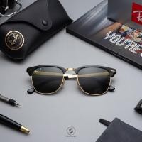 ราคา Ray-Ban RB3716 187/58 Clubmaster Metal Gold top black Polarized (2563)