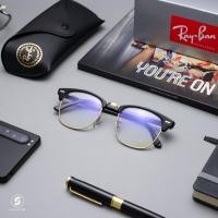 ราคา Ray Ban Clubmaster RB3016 901/BF Shiny Black Clear Blue  49mm (3816)