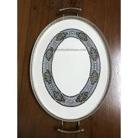 ราคา ถาดกระเบื้องโบราณรูปไข่ใบใหญ่สุด ขนาด 13"1/2 X 21" ลายศิลปะ ตะวันตกโบราณ (1508)