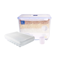 ราคา ซุปเปอร์ ล็อค ถังเก็บข้าวสาร อาหารแห้ง มีล้อเลื่อนเคลื่อนย้ายสะดวก รุ่น 6041 10 กก.พร้อมถ้วยตวง + กล่องเก็บไข่ 30 ฟอง (588566254469964)