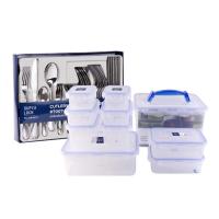 ราคา ซุปเปอร์ ล็อค กล่องเก็บอาหาร x 10 กล่อง พร้อม ชุดช้อนส้อมมีด สแตนเลสอย่างดีพรีเมี่ยม x 30 (147638007464903)